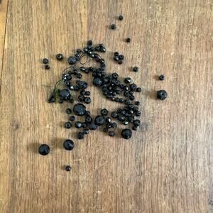 BUNDLE LOT Antique Vintage GLASS black faceted beads Various‎ Sizes